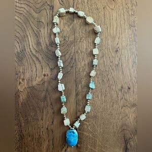 Vintage Egyptian Revival Scarab Beetle Necklace